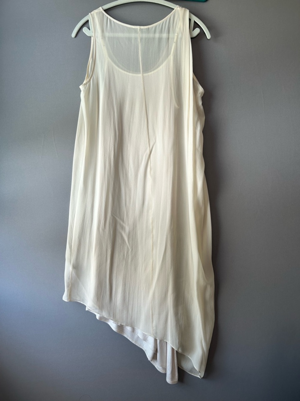 Eileen Fisher Cream Asymmetrical Sleeveless Dress - Picture 4 of 6